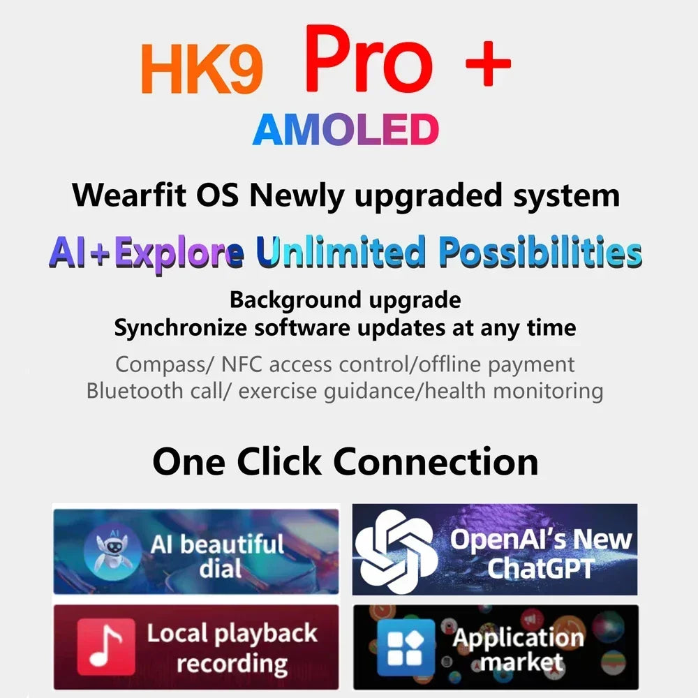 New HOT Original HK9 Pro Plus Gen 3 Ultra 2 2GB ROM Smart Watch AMOLED Screen Chatgpt NFC Local Music Smartwatch For Men