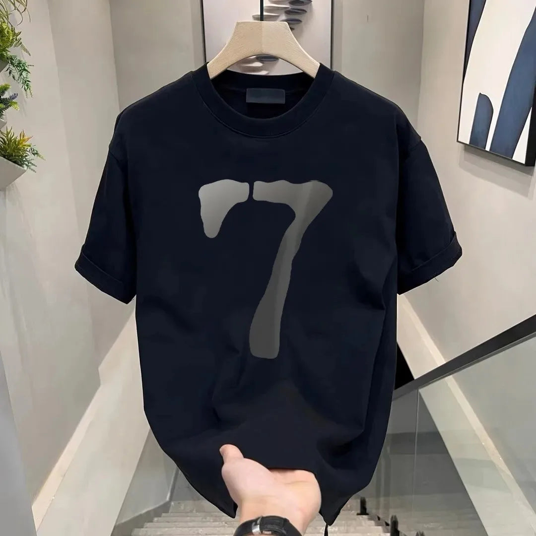 High-end Men's T-shirt Fashion Round Neck Simple Cotton Versatile Casual Top T-shirt Loose Sports T-shirt