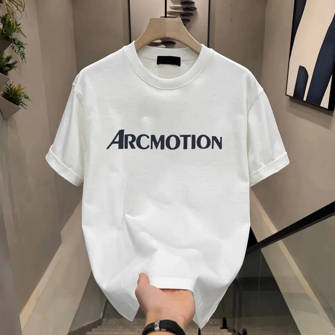 High-end Men's T-shirt Fashion Round Neck Simple Cotton Versatile Casual Top T-shirt Loose Sports T-shirt