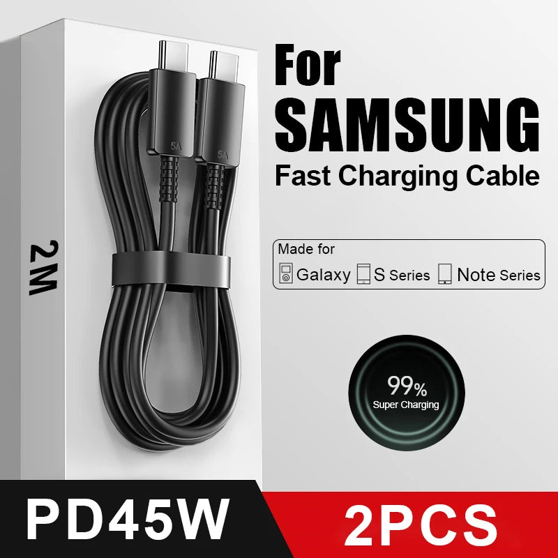 PD 45W USB C Cable For Samsung Galaxy S20 S22 S23 Ultra Note 10+ 5G 20 A53 A54 Super Fast Charging USB Type C Data Cable