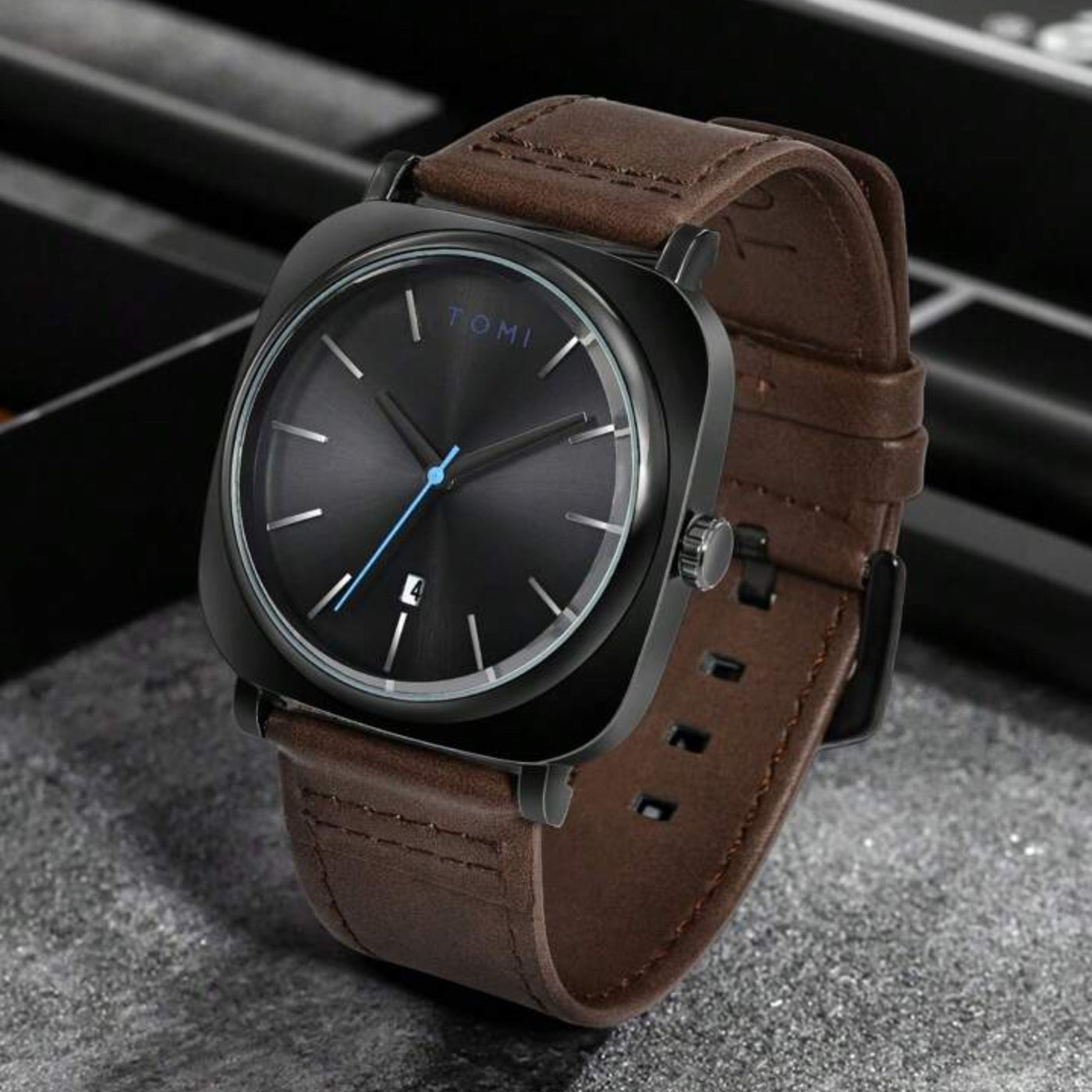 Men's Watch - Minimalist Square Clock with Leather Strap