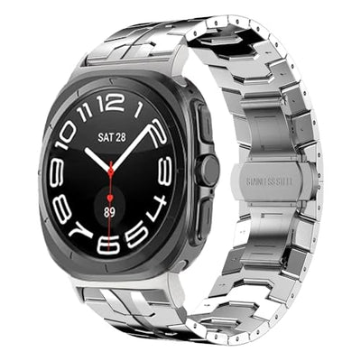 Compatible with 2024 Samsung Galaxy Watch 7 Ultra Band 47mm, Robust Men Stainless Steel Replacement Link Metal Bracelet