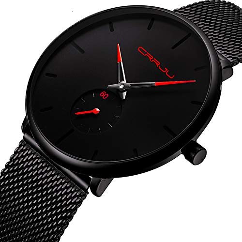 Mens Watches Ultra-Thin Minimalist Waterproof - Fashion Wrist Watch for Men Unisex Dress with Stainless Steel Mesh Band