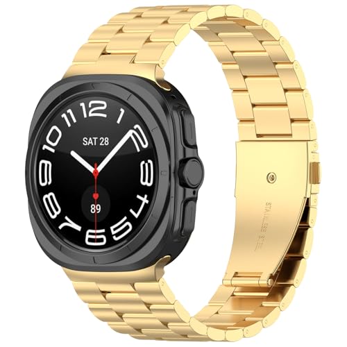 Compatible with 2024 Samsung Galaxy Watch 7 Ultra Band 47mm, Robust Men Stainless Steel Replacement Link Metal Bracelet