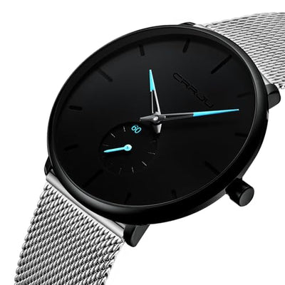 Mens Watches Ultra-Thin Minimalist Waterproof - Fashion Wrist Watch for Men Unisex Dress with Stainless Steel Mesh Band