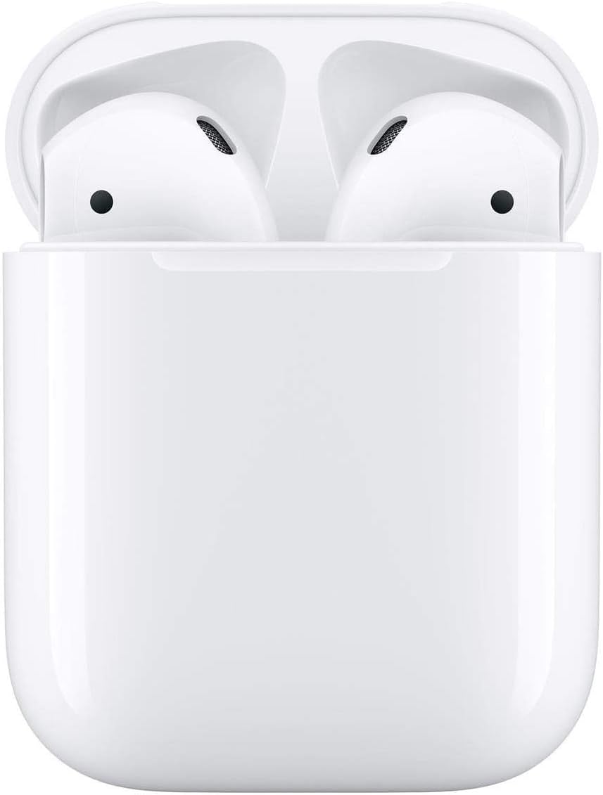 Apple AirPods (2nd Gen) Wireless Ear Buds + Lightning Charging Case + Lightning to USB Cable + 1 Year Limited Warranty