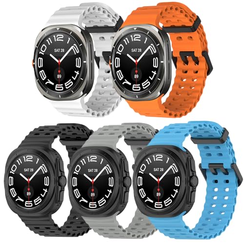 Compatible for Samsung Galaxy Watch 7 Ultra Band 47mm, Soft Ocean Silicone Sport Strap Women Men Replacement Accessory Fit for Samsung Galaxy Watch Ultra Band