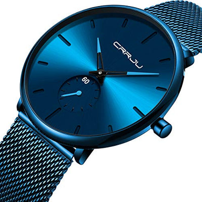 Mens Watches Ultra-Thin Minimalist Waterproof - Fashion Wrist Watch for Men Unisex Dress with Stainless Steel Mesh Band