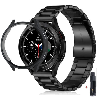 Compatible For samsung galaxy watch 6 44mm 40mm Stainless Steel Strap band with TPU case galaxy watch 6 classic 47mm 43mm case Cover