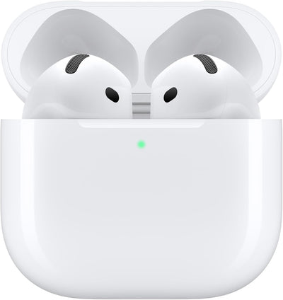 Apple AirPods 4 Wireless Earbuds, Bluetooth Headphones, Personalized Spatial Audio, Sweat and Water Resistant, USB-C Charging Case, H2 Chip, Up to 30 Hours of Battery Life, Effortless Setup for iPhone