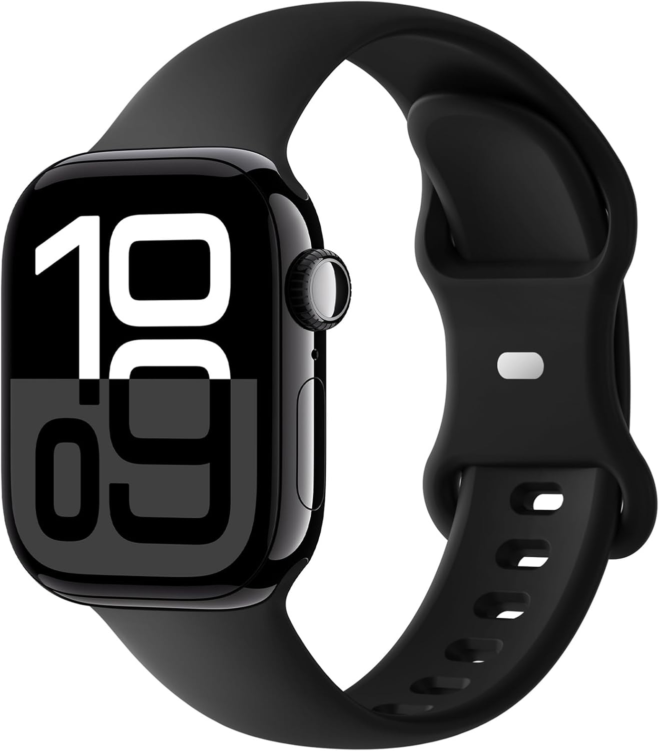 Sport Band Compatible with Apple Watch 49mm 46mm 45mm 44mm 42mm 41mm 40mm 38mm Women Men, Replacement Soft Silicone Sport Strap Wristbands for iWatch Series 10/9/8/7/6/5/4/3/2/1 Ultra SE, Black