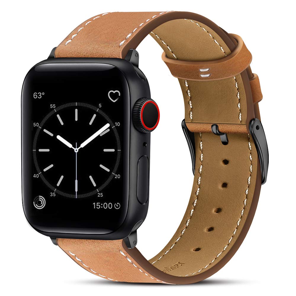 Marge Plus Compatible with Apple Watch Band 42mm (Series 10) /41mm/40mm/38mm, Genuine Leather Bands Replacement Strap for iWatch Series 10 9 8 se 7 6 5 4 3 2 1, Women & Men