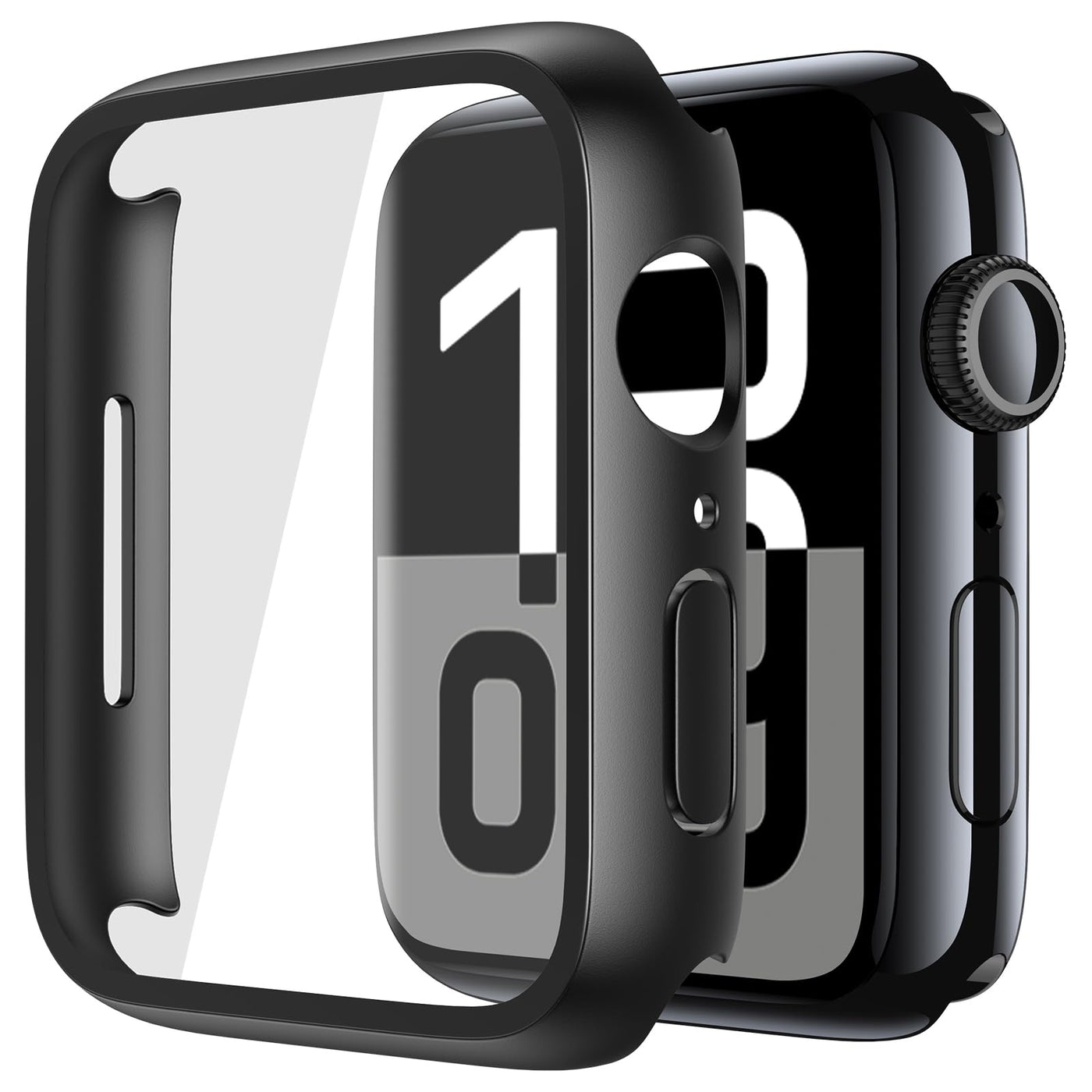 Misxi 2 Pack Hard PC Case with Tempered Glass Screen Protector Compatible with Apple Watch SE 2 (2024) SE Series 6 Series 5 Series 4 44mm, Black