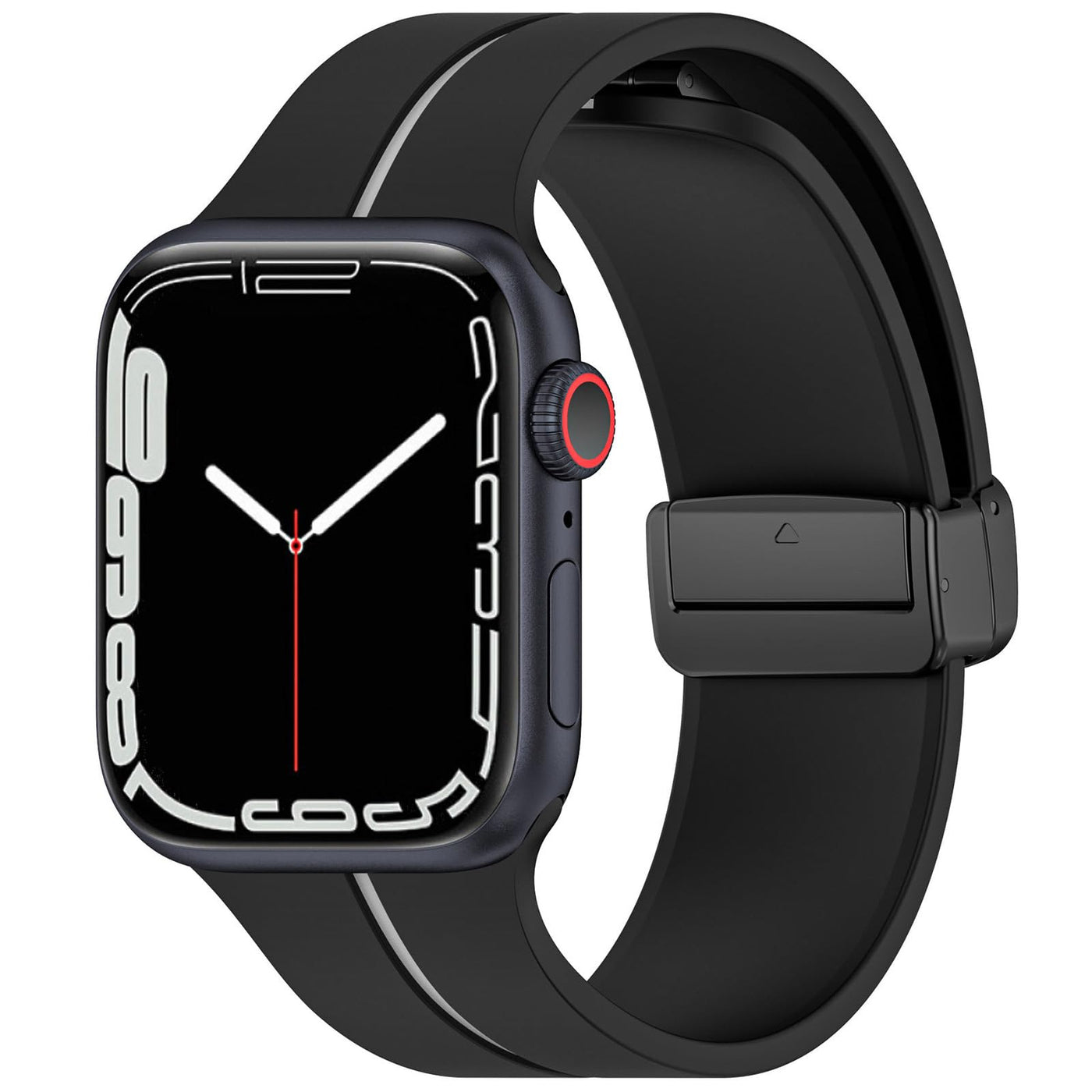 Bands Compatible with Apple Watch Band 49mm 46mm 45mm 44mm 42mm, Women Men Series 10 Band Sport Silicone Magnetic Strap for iWatch Ultra 2 Ultra SE Series 10 9 8 7 6 5 4 3 2 1, Black