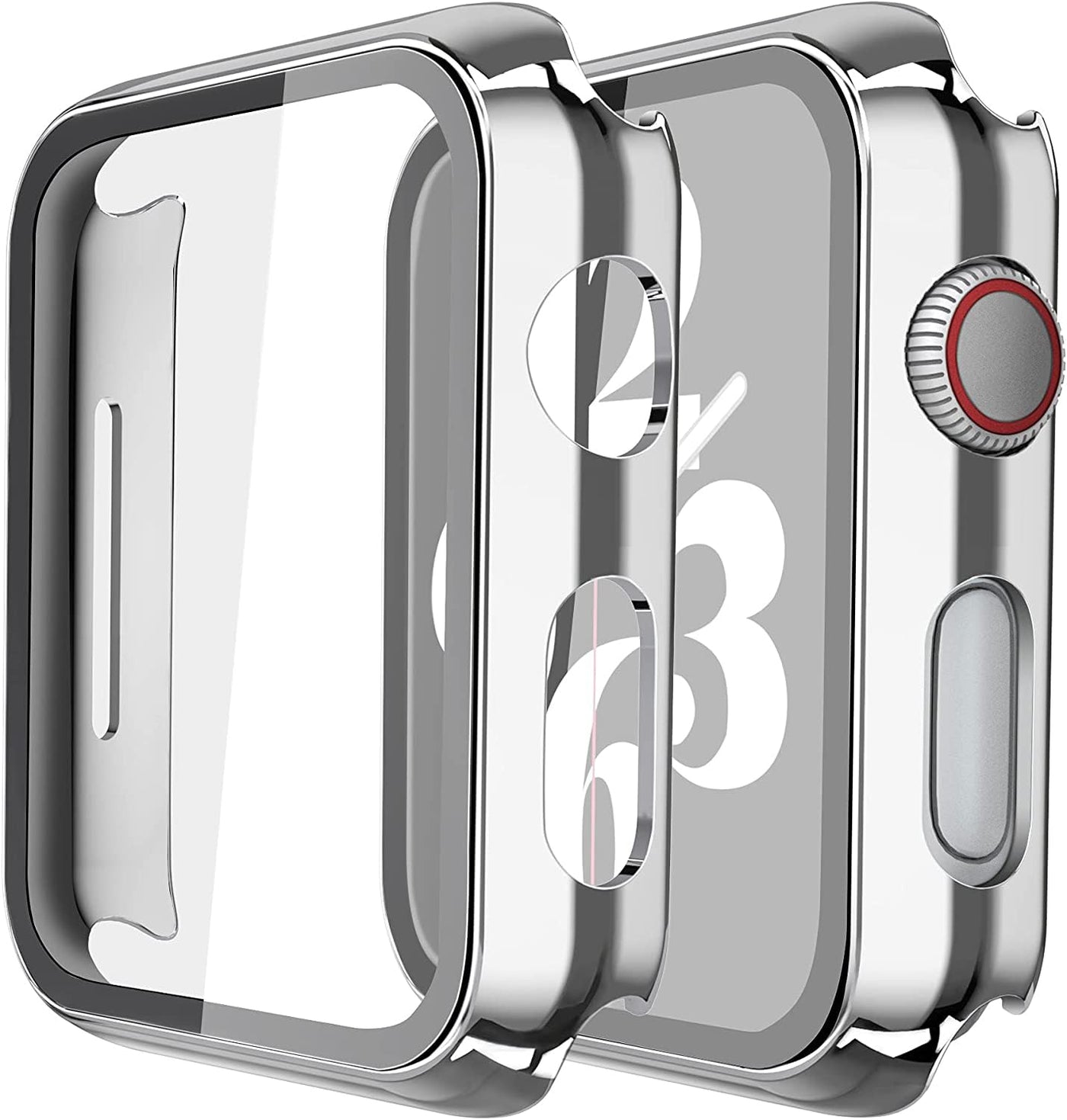 Misxi 2 Pack Hard PC Case with Tempered Glass Screen Protector Compatible with Apple Watch SE 2 (2024) SE Series 6 Series 5 Series 4 44mm, Black