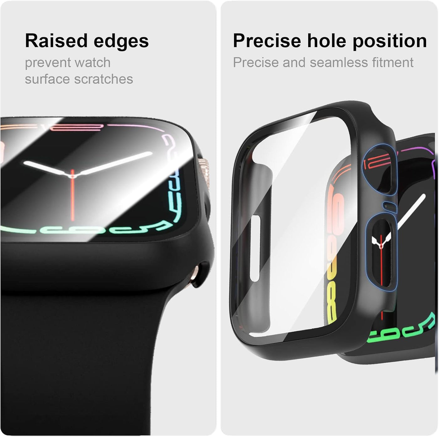 6 Pack Case with Tempered Glass Screen Protector for Apple Watch Series 9/8/7 45mm, Ultra-Thin Scratch Resistant Full Protective Hard PC Bumper Cover for iWatch 45mm Accessories