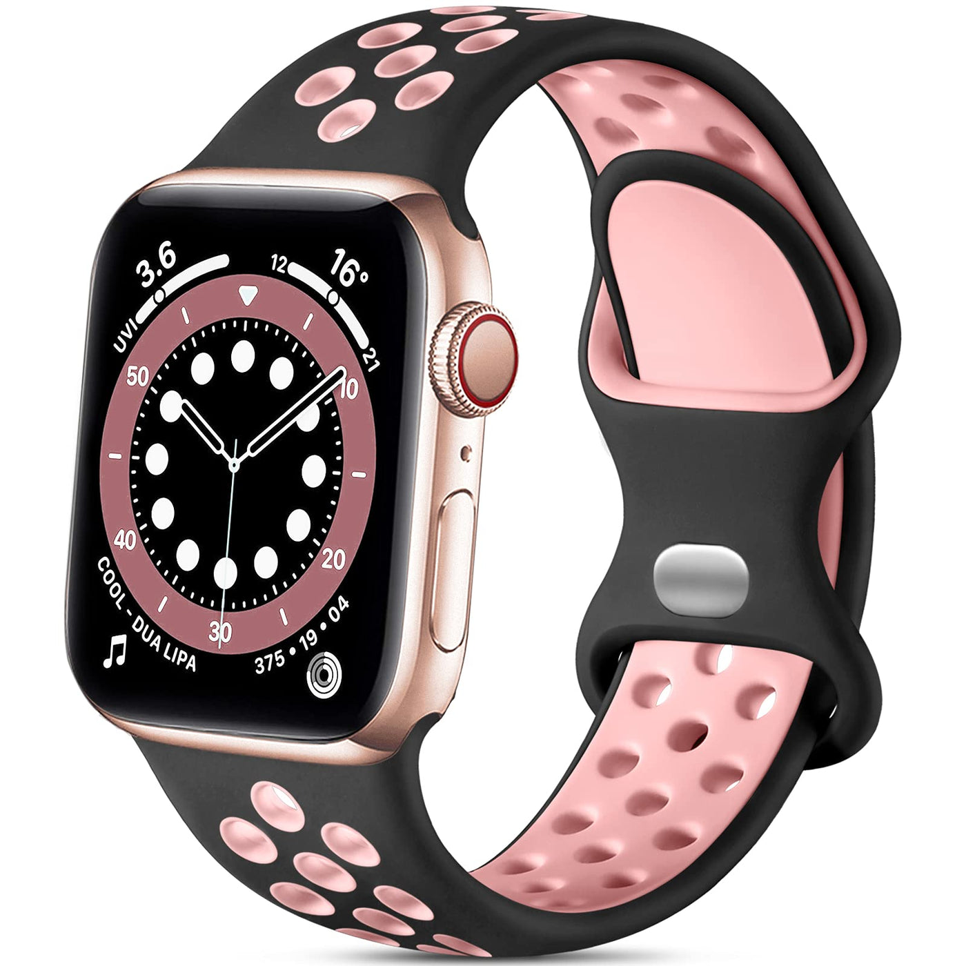 Lerobo Compatible with Apple Watch Band 44mm 45mm 46mm 42mm 49mm Men Women,Soft Silicone Breathable Sport Bands Compatible for Apple Watch Ultra 2 Band SE iWatch Series 10 9 8 7 6 5 4 3 2 1 Black