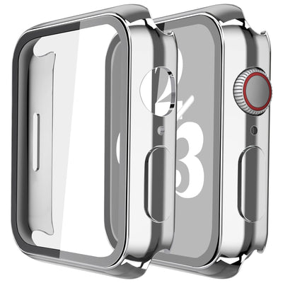 Misxi 2 Pack Hard PC Case with Tempered Glass Screen Protector Compatible with Apple Watch SE 2 (2024) SE Series 6 Series 5 Series 4 44mm, Black