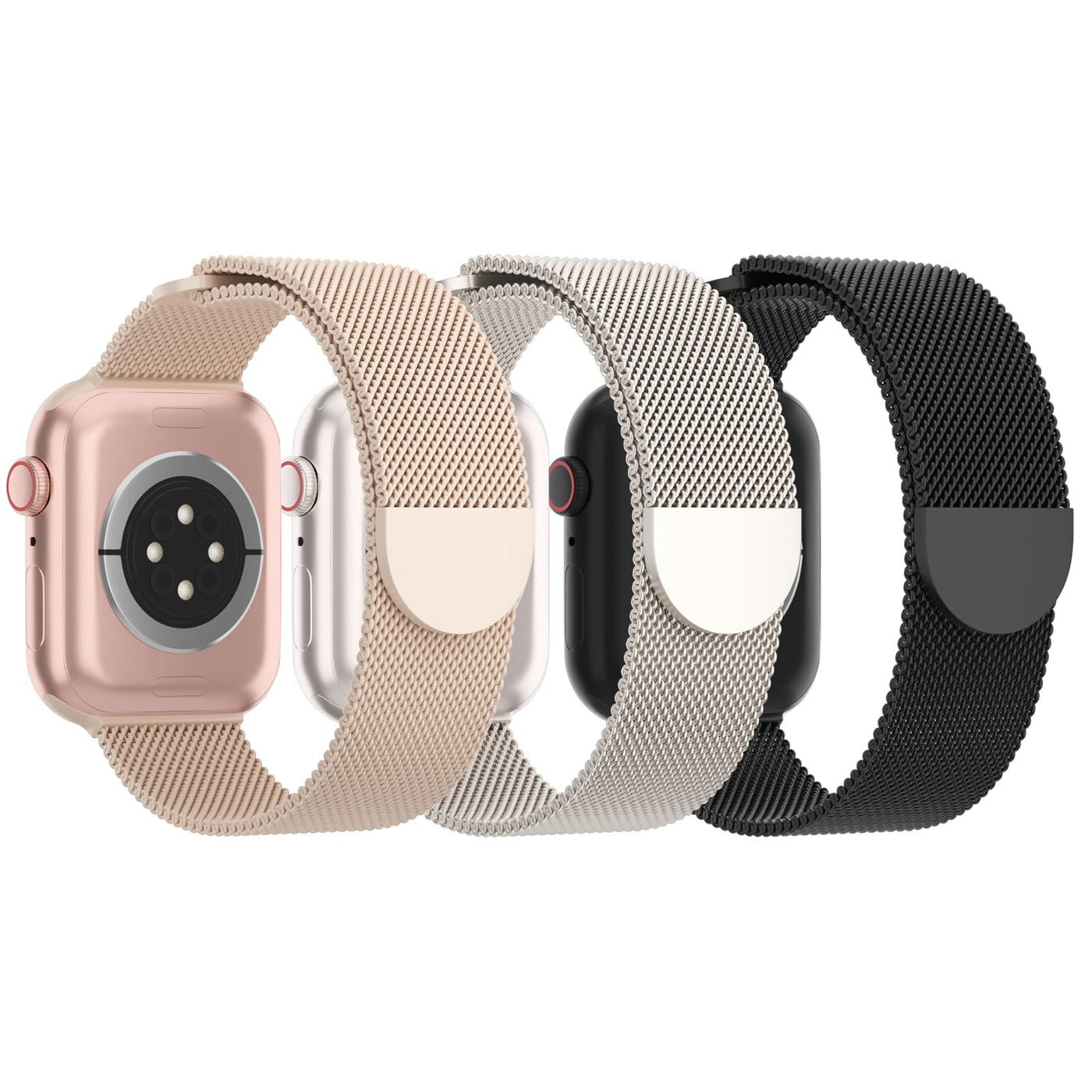 3 Pack Mesh Metal Band Compatible with Apple Watch Band 38mm 40mm 41mm 42mm 44mm 45mm 46mm 49mm, Stainless Steel Magnetic Loop Strap for iWatch Ultra/2 Series 10/9/8/SE/7/6/5/4/3/2/1 Men Women