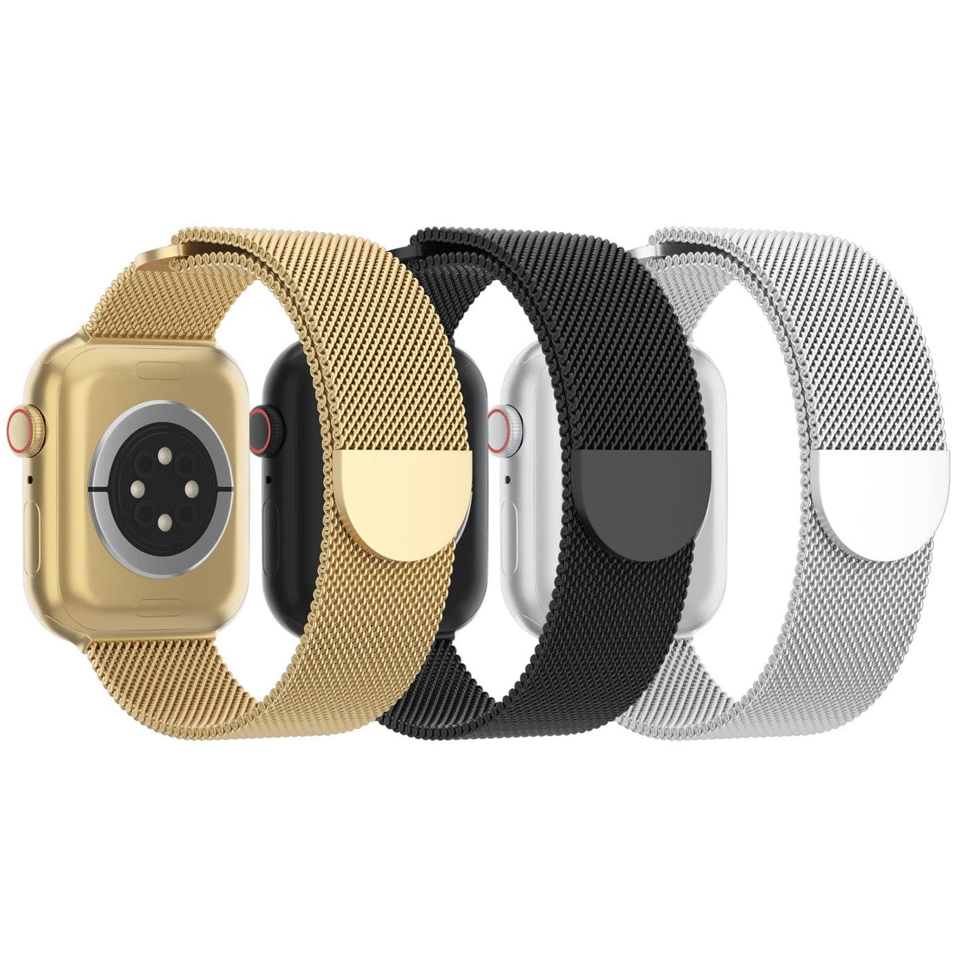 3 Pack Mesh Metal Band Compatible with Apple Watch Band 38mm 40mm 41mm 42mm 44mm 45mm 46mm 49mm, Stainless Steel Magnetic Loop Strap for iWatch Ultra/2 Series 10/9/8/SE/7/6/5/4/3/2/1 Men Women