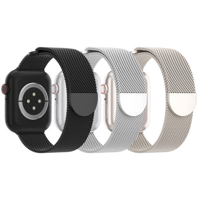 3 Pack Mesh Metal Band Compatible with Apple Watch Band 38mm 40mm 41mm 42mm 44mm 45mm 46mm 49mm, Stainless Steel Magnetic Loop Strap for iWatch Ultra/2 Series 10/9/8/SE/7/6/5/4/3/2/1 Men Women