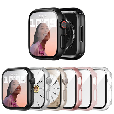 6 Pack Case with Tempered Glass Screen Protector for Apple Watch Series 9/8/7 45mm, Ultra-Thin Scratch Resistant Full Protective Hard PC Bumper Cover for iWatch 45mm Accessories