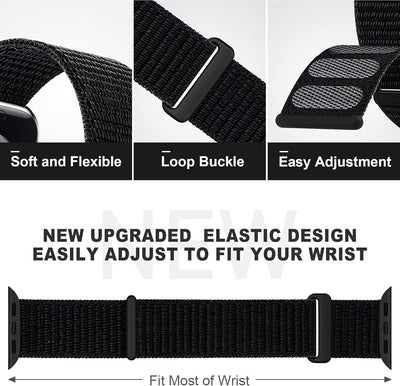 Nylon Sport Band Compatible with Apple Watch Band 38mm 40mm 41mm 42mm 44mm 45mm 46mm 49mm, Adjustable Breathable Women Men Braided Strap Compatible for iWatch Series 10/9/8/7/6/5/4/3 SE Ultra 1/2