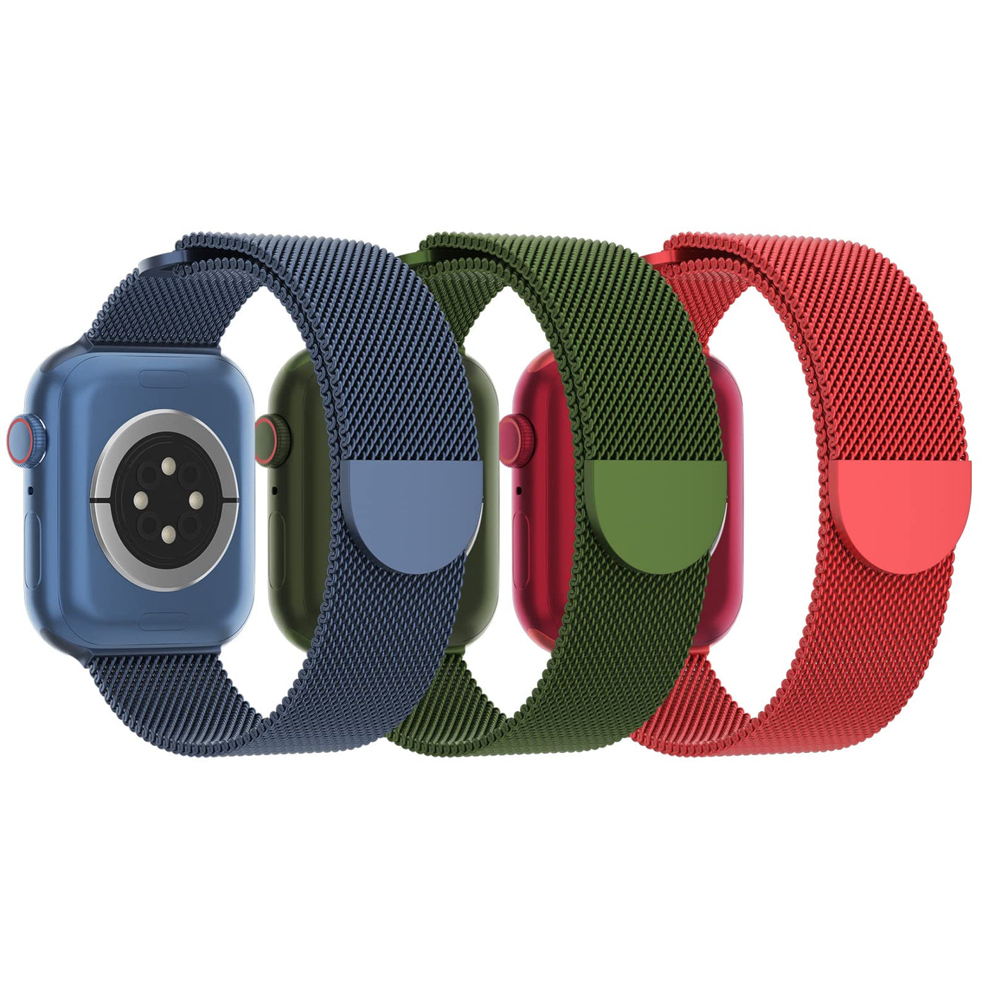 3 Pack Mesh Metal Band Compatible with Apple Watch Band 38mm 40mm 41mm 42mm 44mm 45mm 46mm 49mm, Stainless Steel Magnetic Loop Strap for iWatch Ultra/2 Series 10/9/8/SE/7/6/5/4/3/2/1 Men Women