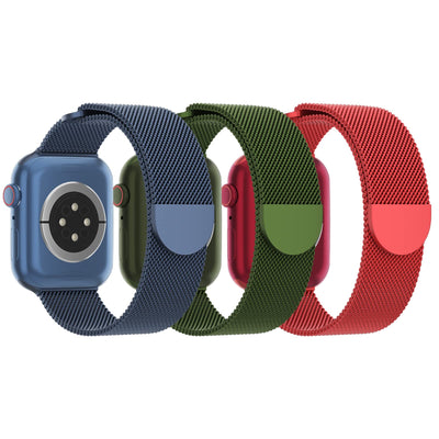 3 Pack Mesh Metal Band Compatible with Apple Watch Band 38mm 40mm 41mm 42mm 44mm 45mm 46mm 49mm, Stainless Steel Magnetic Loop Strap for iWatch Ultra/2 Series 10/9/8/SE/7/6/5/4/3/2/1 Men Women