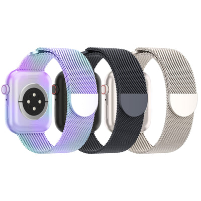 3 Pack Mesh Metal Band Compatible with Apple Watch Band 38mm 40mm 41mm 42mm 44mm 45mm 46mm 49mm, Stainless Steel Magnetic Loop Strap for iWatch Ultra/2 Series 10/9/8/SE/7/6/5/4/3/2/1 Men Women