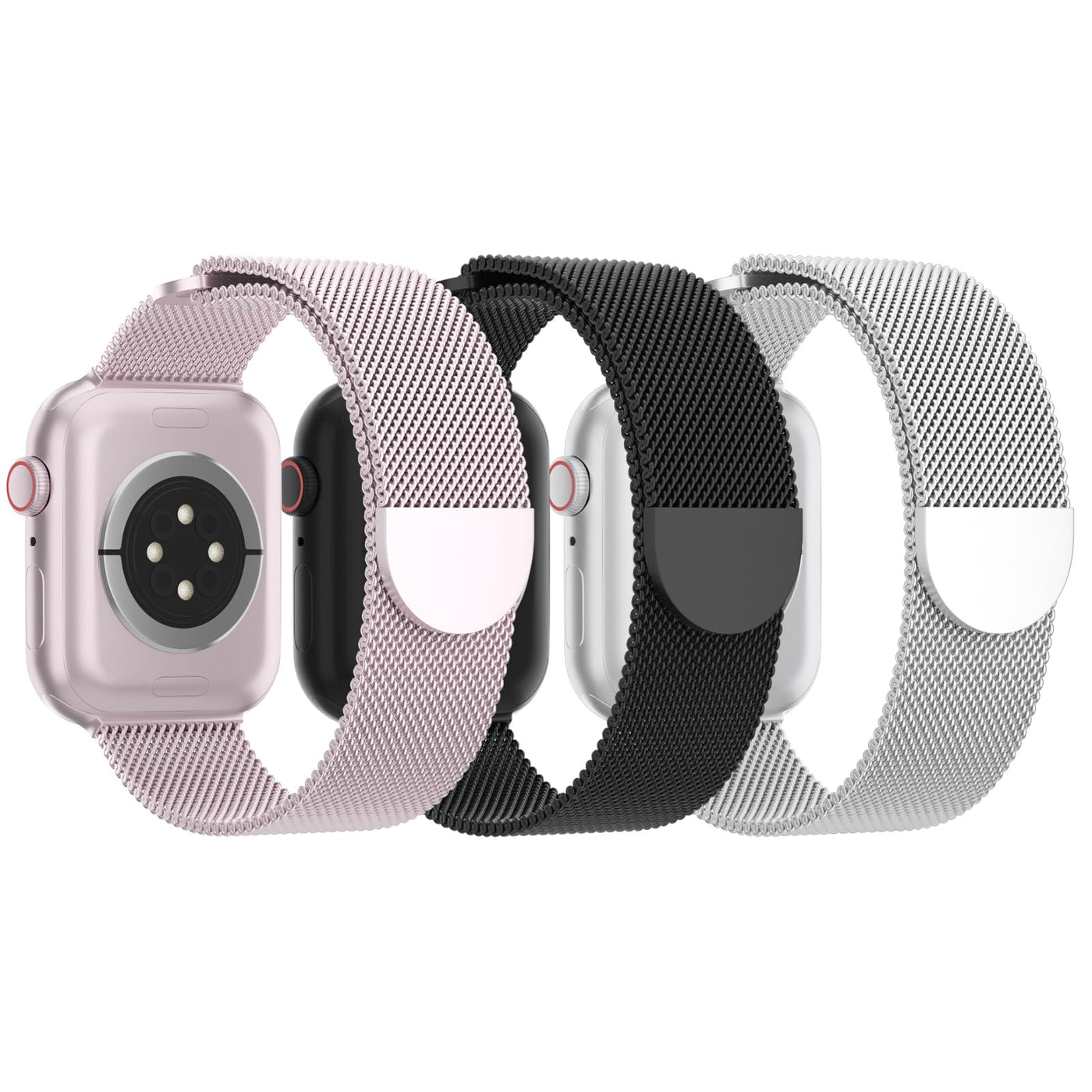 3 Pack Mesh Metal Band Compatible with Apple Watch Band 38mm 40mm 41mm 42mm 44mm 45mm 46mm 49mm, Stainless Steel Magnetic Loop Strap for iWatch Ultra/2 Series 10/9/8/SE/7/6/5/4/3/2/1 Men Women