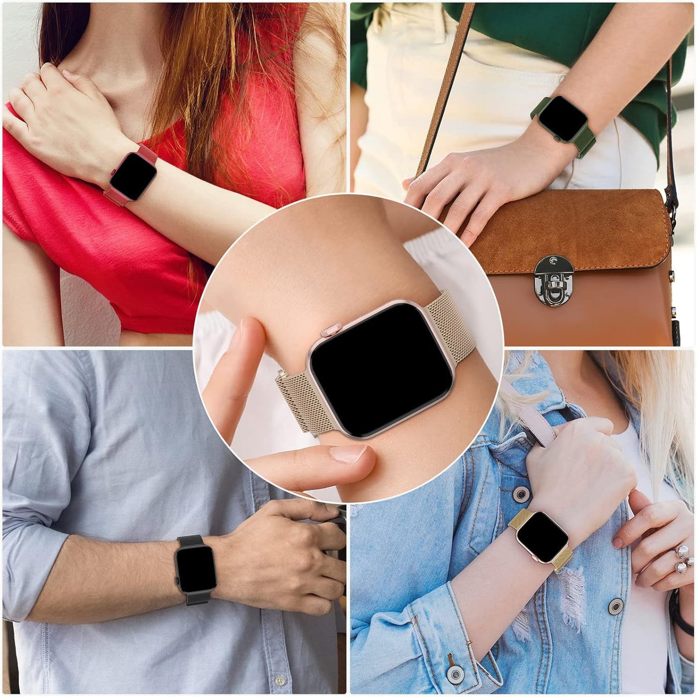 3 Pack Mesh Metal Band Compatible with Apple Watch Band 38mm 40mm 41mm 42mm 44mm 45mm 46mm 49mm, Stainless Steel Magnetic Loop Strap for iWatch Ultra/2 Series 10/9/8/SE/7/6/5/4/3/2/1 Men Women