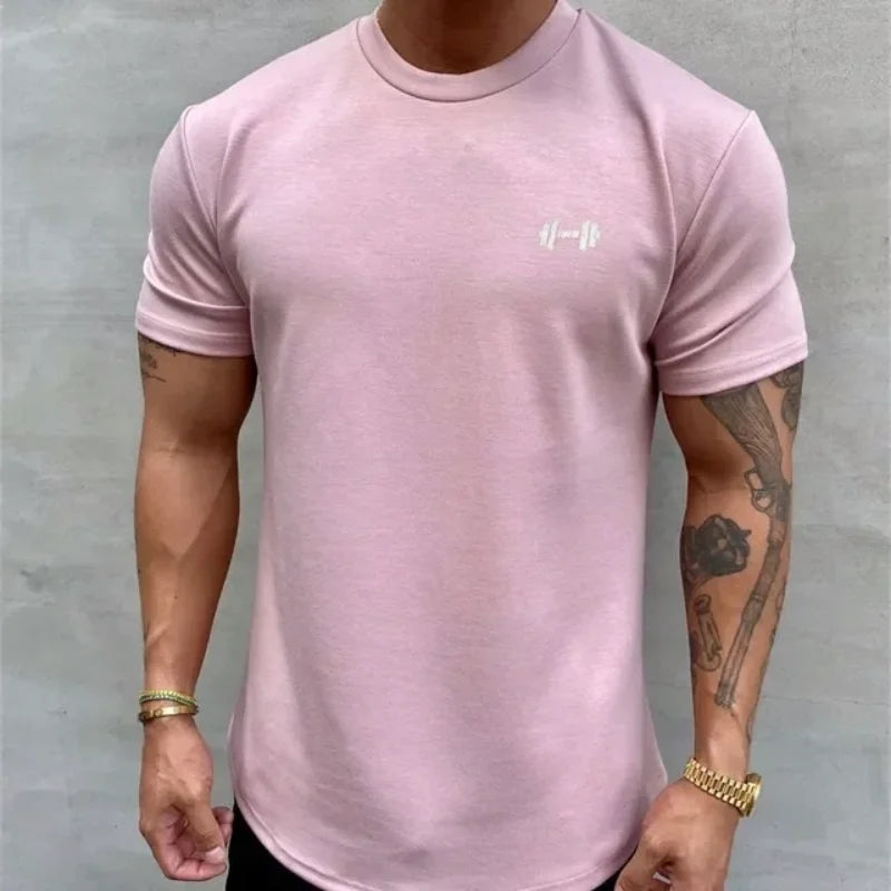 Dumbbells Printed Casual Crew Neck Short Sleeve Comfort Top 100% Cotton Men's Summer Sport T-Shirt Fashion Trend T-Shirt