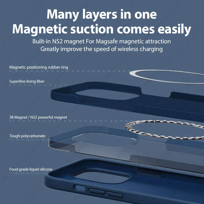 For Magsafe Liquid Silicone Magnetic Case For iPhone 16 15 13 12 11 14 Pro Max 16 Plus Wireless Charging Shockproof Accessories