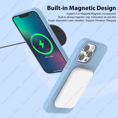 For Magsafe Liquid Silicone Magnetic Case For iPhone 16 15 13 12 11 14 Pro Max 16 Plus Wireless Charging Shockproof Accessories