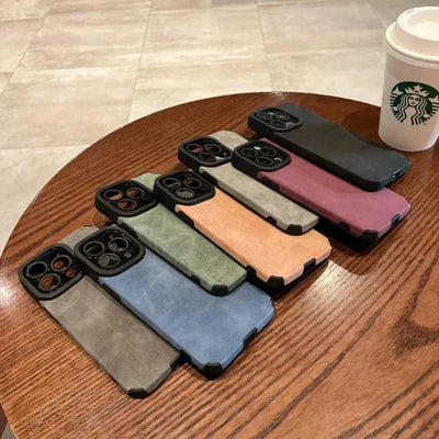 Luxury Plush Leather Case For iPhone 15 13 12 11 14 Pro Max 14 15 Plus Matte Soft Silicone Cover Shockproof Cases Accessories