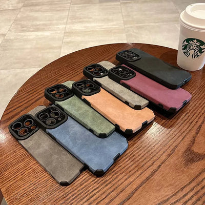 Luxury Suede Leather Silicone Soft Case For iPhone 16 15 Pro Max 14 13 12 11 XR XS X 7 8 Plus Camera Protection Shockproof Cover