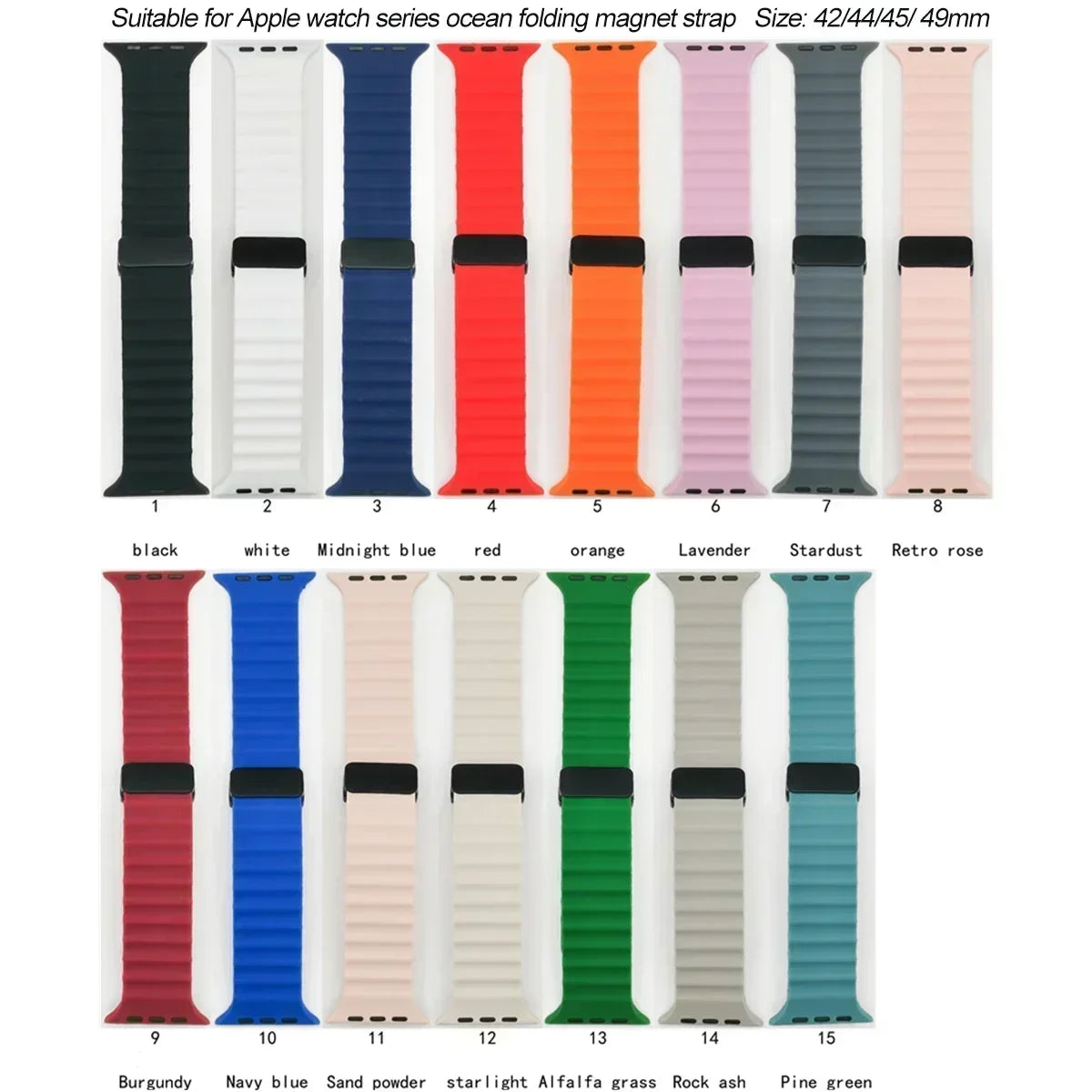 Magnetic Buckle Strap for Apple Watch Band Ultra 2 49mm 45mm 44mm 40mm 41mm 38 42mm Silicone Bracelet IWatch Series 7 6 3 Se 8 9