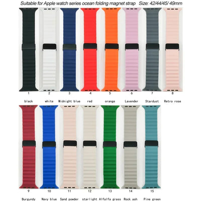 Magnetic Buckle Strap for Apple Watch Band Ultra 2 49mm 45mm 44mm 40mm 41mm 38 42mm Silicone Bracelet IWatch Series 7 6 3 Se 8 9