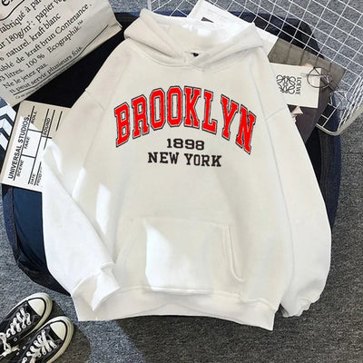 Men's And Women's Boston Brooklyn Long Sleeves Letters Print Hoodie Men's Oversized Fashion New York Hoodie Sweatshirt Clothes