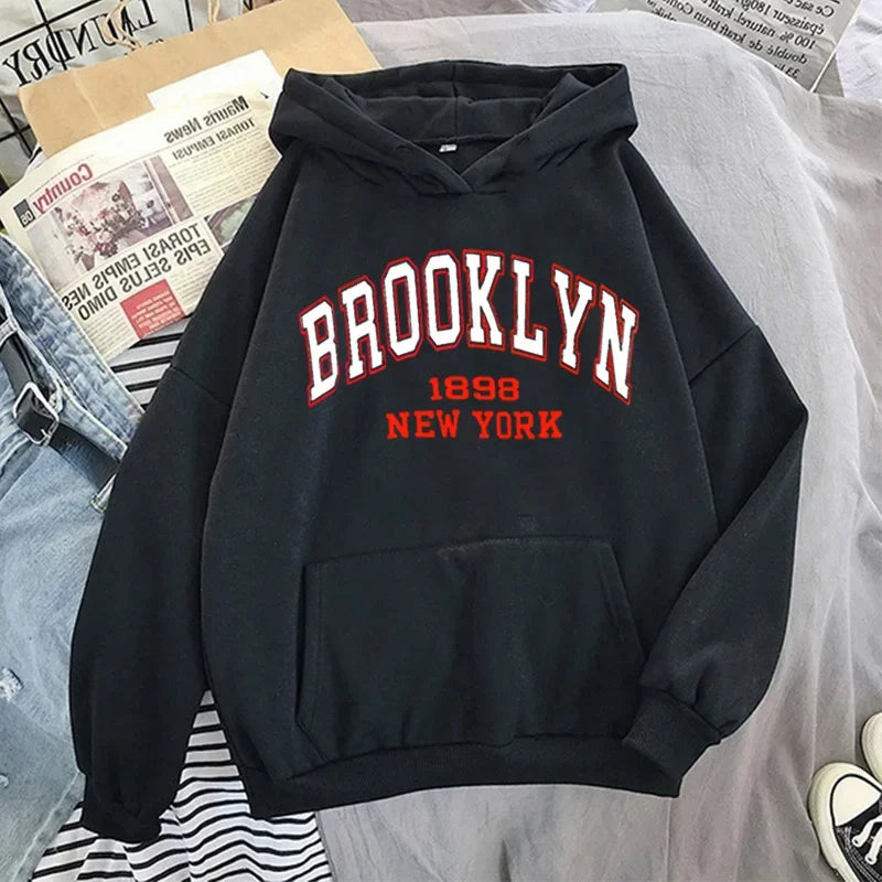 Men's And Women's Boston Brooklyn Long Sleeves Letters Print Hoodie Men's Oversized Fashion New York Hoodie Sweatshirt Clothes