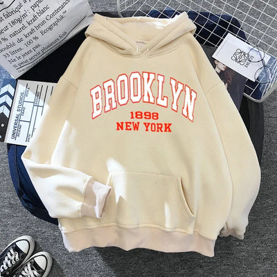 Men's And Women's Boston Brooklyn Long Sleeves Letters Print Hoodie Men's Oversized Fashion New York Hoodie Sweatshirt Clothes