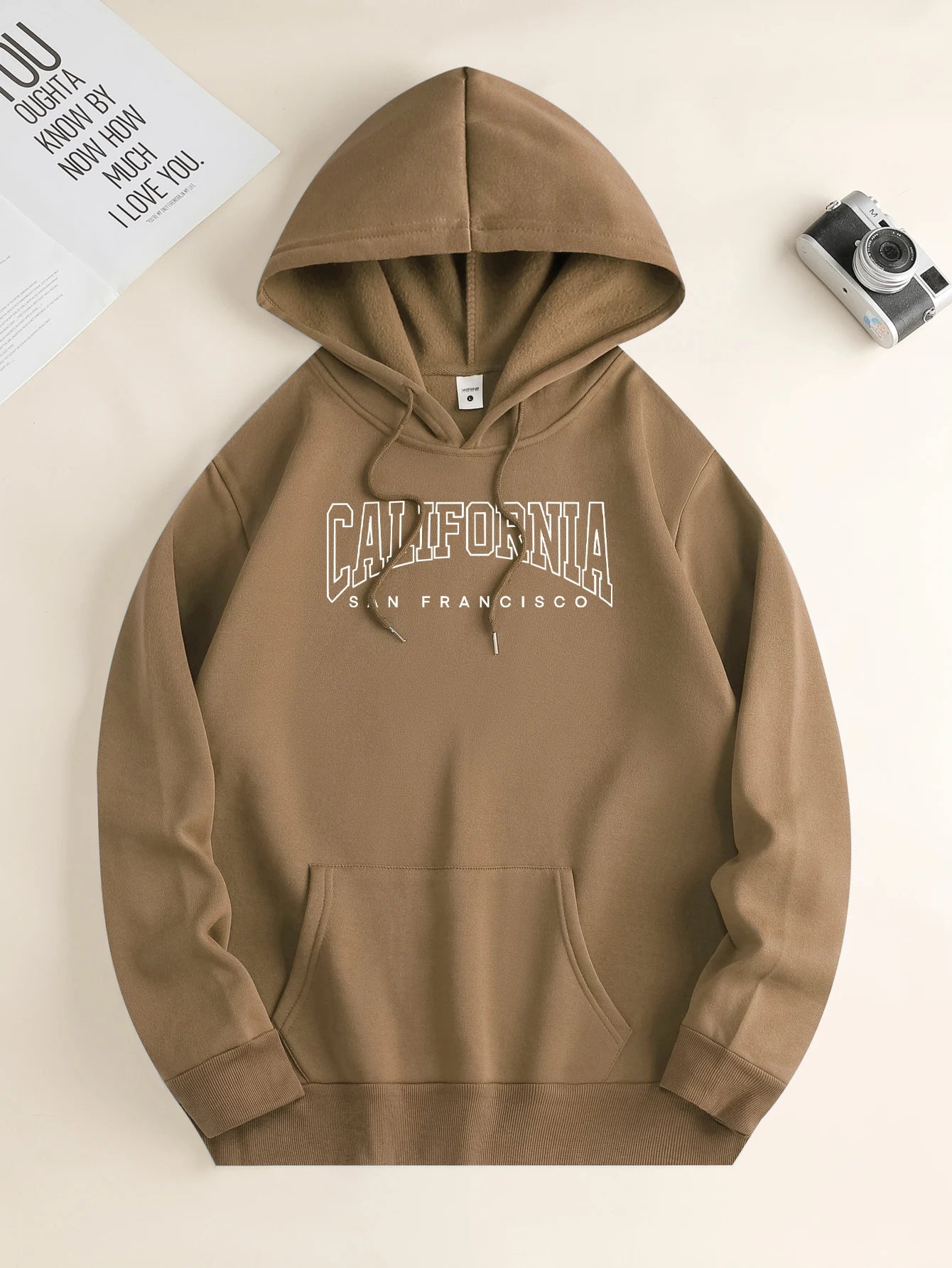 Men's new fashion hoodie, casual daily drawstring hooded sweatshirt, monogrammed, front kangaroo pocket, men's jacket