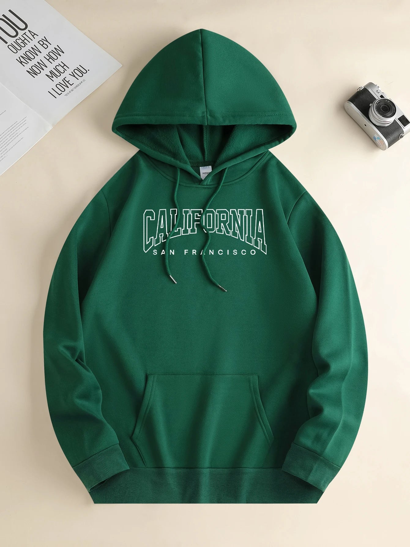 Men's new fashion hoodie, casual daily drawstring hooded sweatshirt, monogrammed, front kangaroo pocket, men's jacket