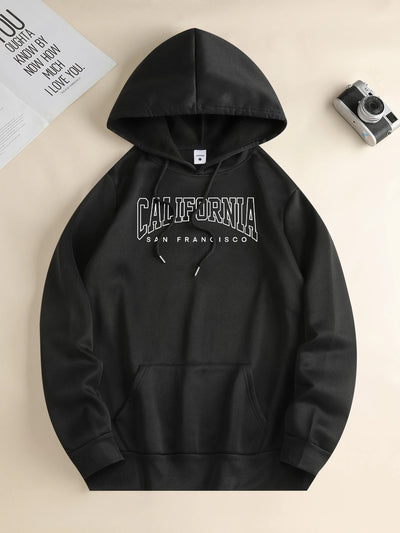 Men's new fashion hoodie, casual daily drawstring hooded sweatshirt, monogrammed, front kangaroo pocket, men's jacket