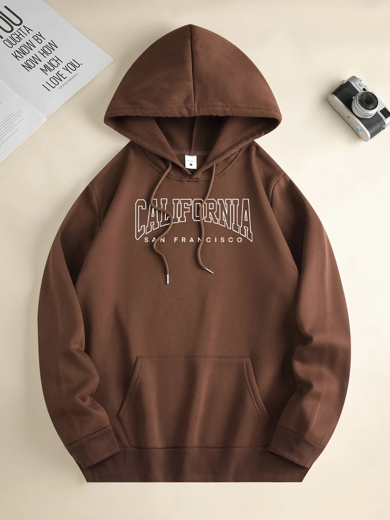 Men's new fashion hoodie, casual daily drawstring hooded sweatshirt, monogrammed, front kangaroo pocket, men's jacket