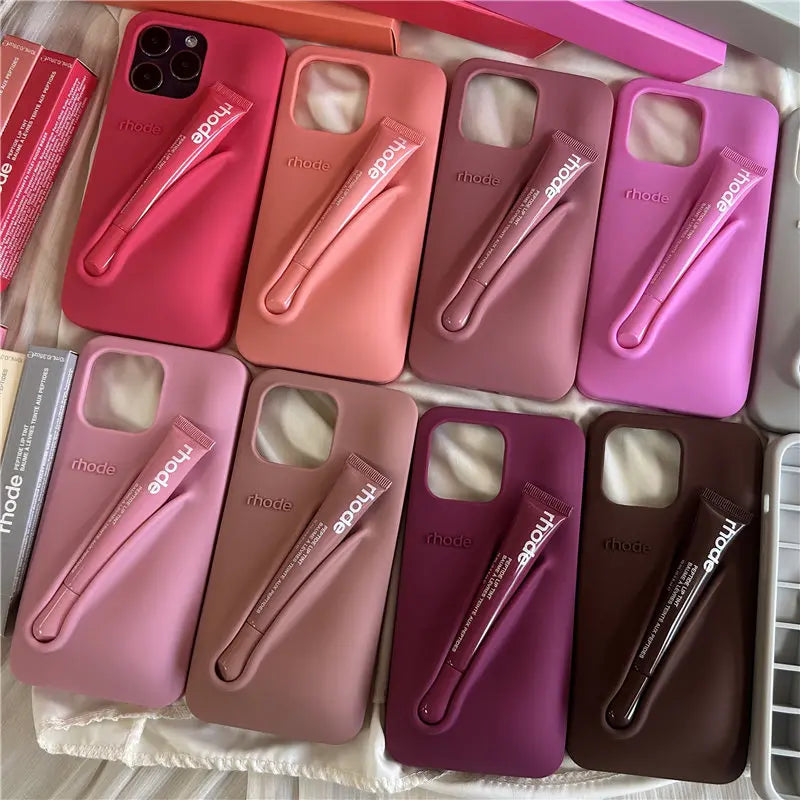 NEW LOGO Lipstick Portable Protective Series Phone Case Silicone Phone Case for iPhone 11 12 13 14 15 16 Pro Max Plus Fashion Style