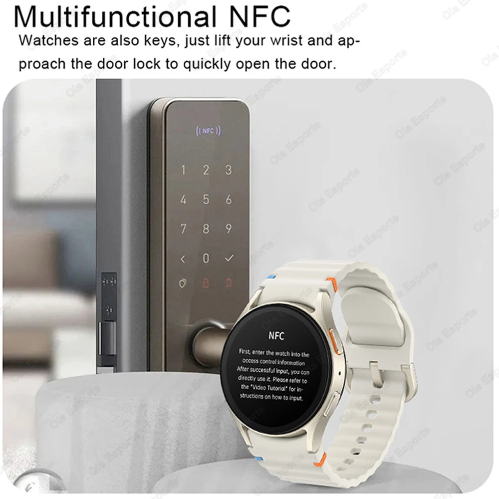 New For Samsun Galax Smartwatch7 Women AMOLED Health Monitor Watch Waterproof Voice Assistant BT Call NFC Smart Watch 2024 Men