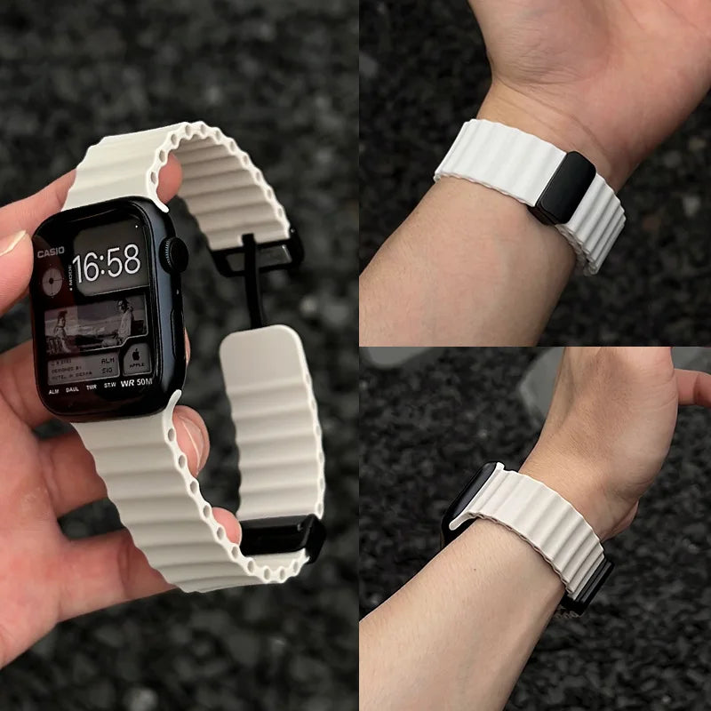 Ocean Strap for Apple Watch 10 9 8 7 Ultra Band 46mm 45mm 49mm 44mm 41/42mm Silicone Magnetic Sport Bracelet iWatch Series se 6