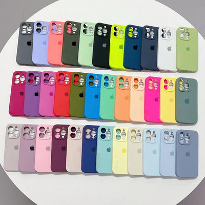 Original Liquid Silicone Phone Case for iPhone 15 14 13 12 11 Pro Max Apple Cases for iPhone 13 11 12 14 15 Plus Full Logo Cover